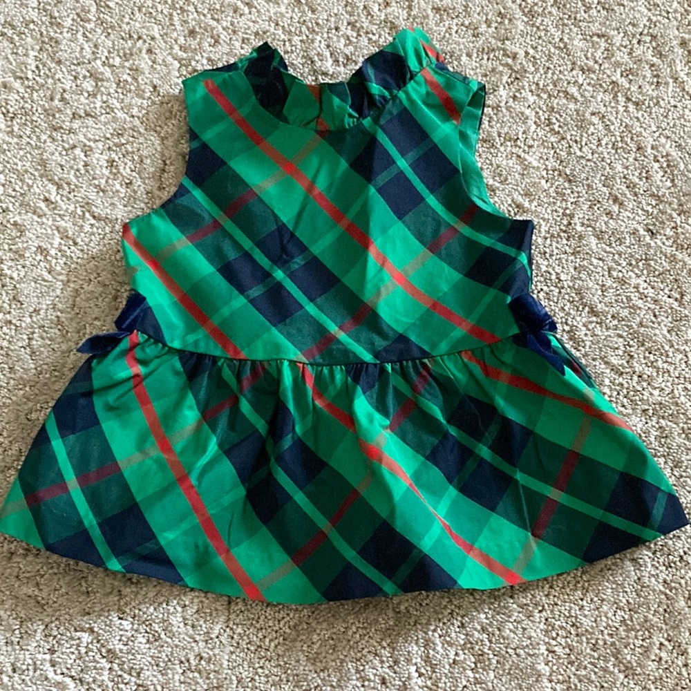 NWT Janie & Jack Tartan Plaid Top with Velvet Side Bow Details